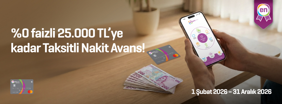 %0 faizli 25.000 TL’ye kadar Taksitli Nakit Avans
