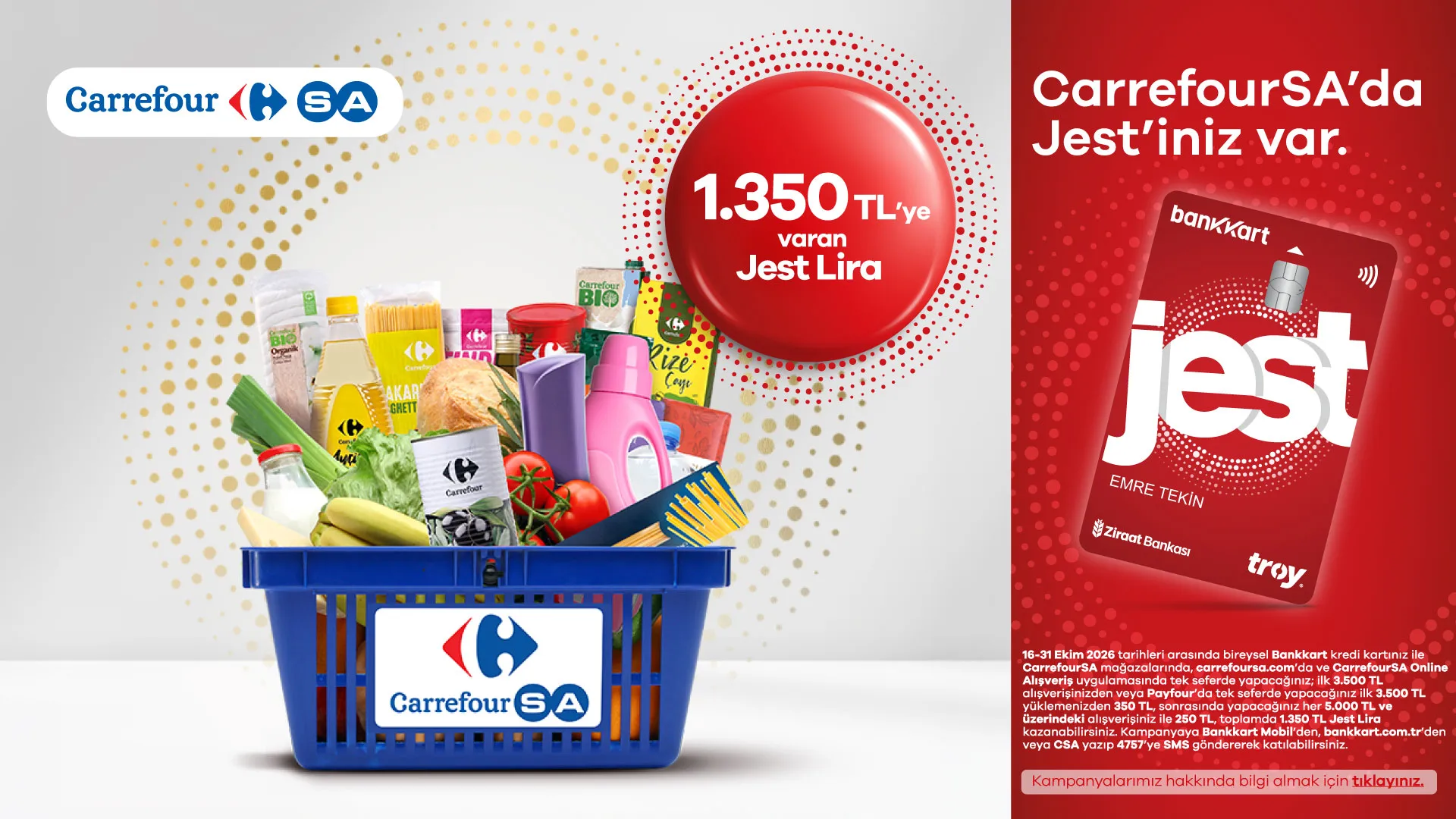 CarrefourSA Alışverişlerinize 1.350 TL Jest Lira