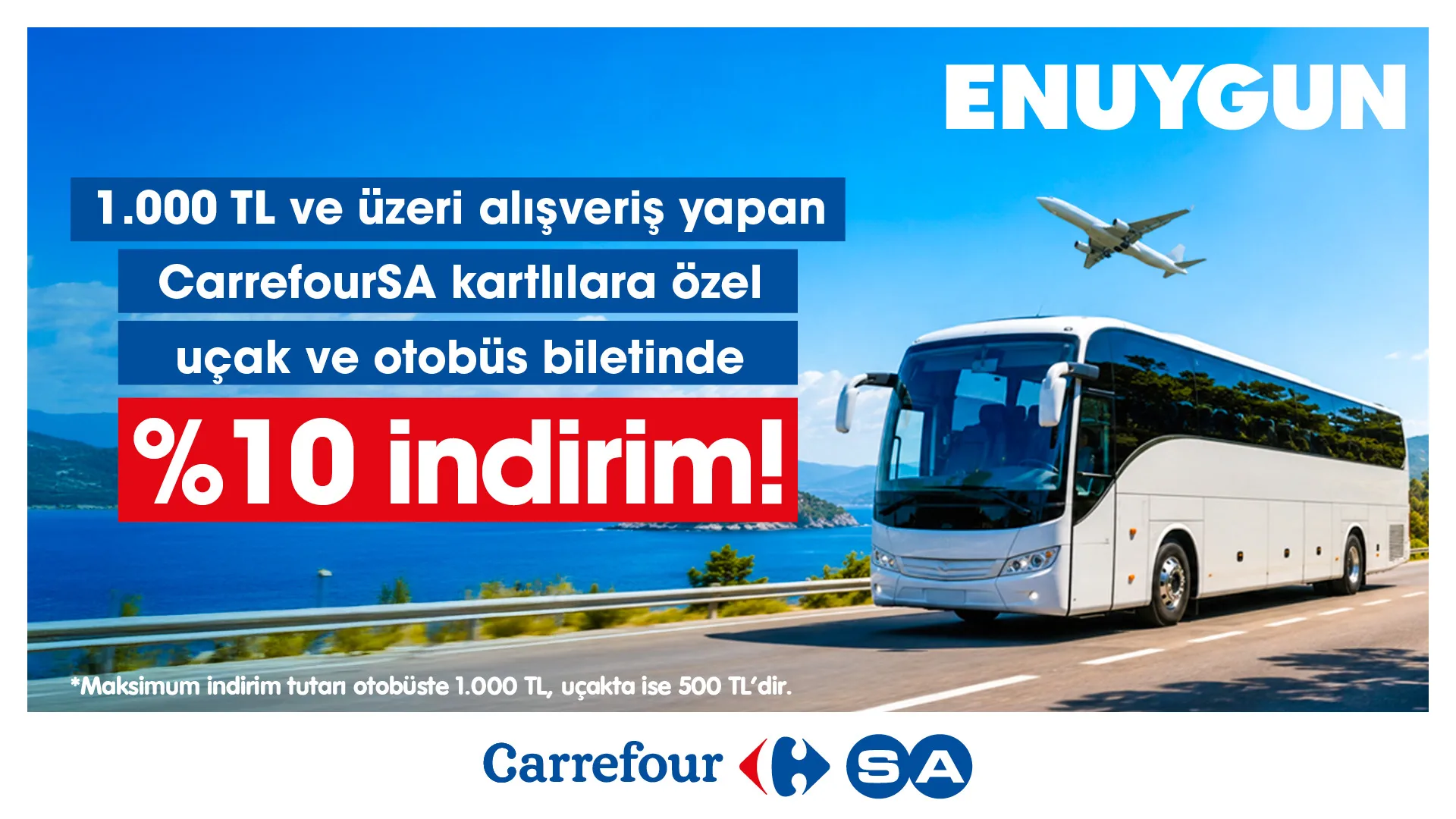 ENUYGUN'dan İlk Kez Alınacak Uçak ve Otobüs Biletlerinde %10 İndirim