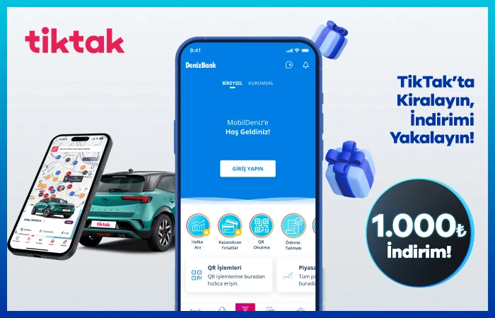 MobilDeniz'e Özel TikTak'ta 1.000 TL indirim