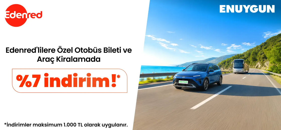 Edenred'lilere özel otobüs bileti ve araç kiralamada %7 indirim | ENUYGUN