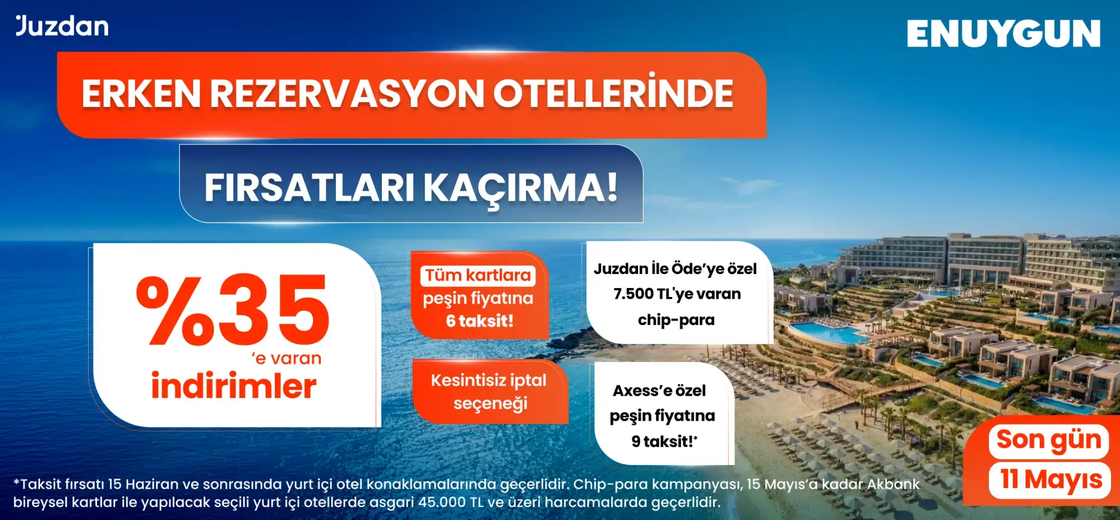 Erken rezervasyon otellerinde vade farksız 6 taksit fırsatı ENUYGUN.com’da! | ENUYGUN