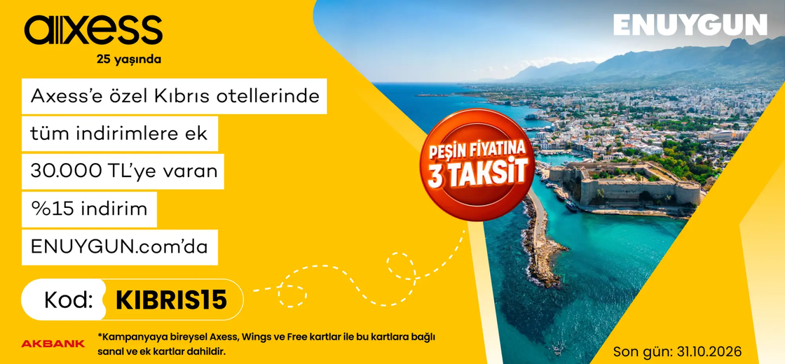 Kıbrıs otellerinde Axess'e özel %15'e varan indirim! | ENUYGUN