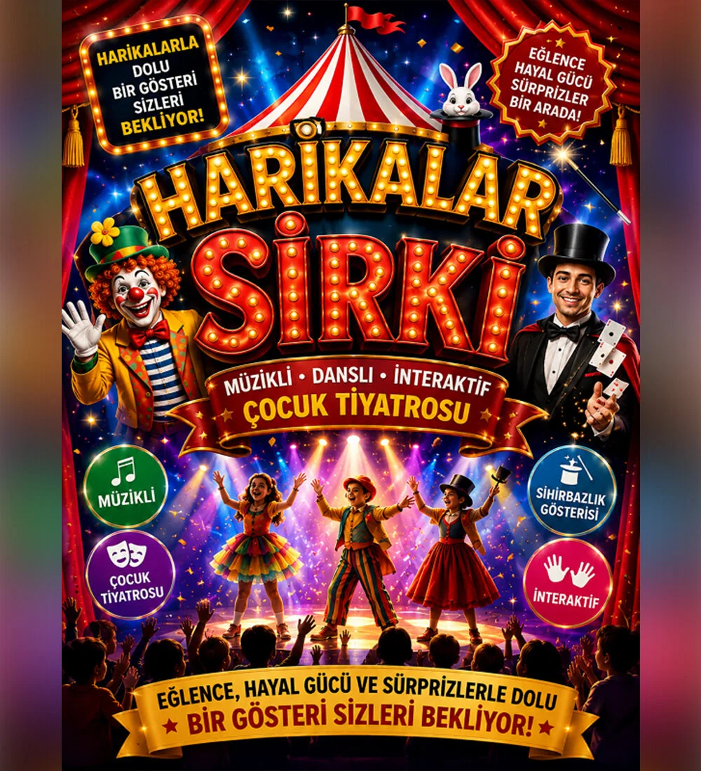 Kars Kültür Merkezi'nde&nbsp;gerçekleşecek olan Harikalar Sirki Çocuk Tiyatrosu biletlerinde %25 daha az öde.