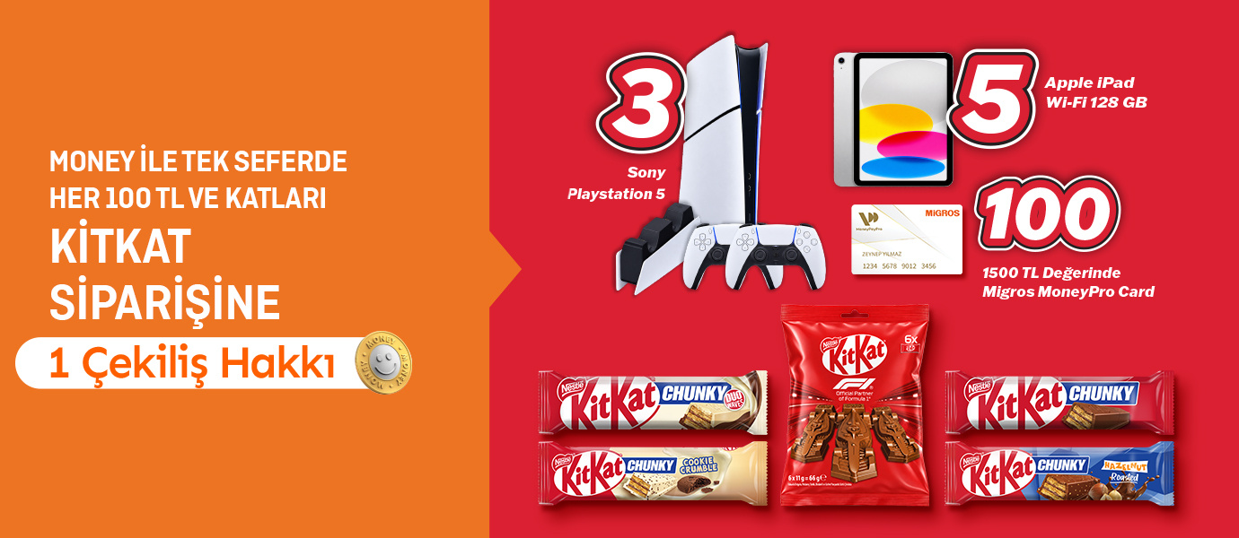 100 TL ve Katları Kitkat Siparişine 1 Çekiliş Hakkı