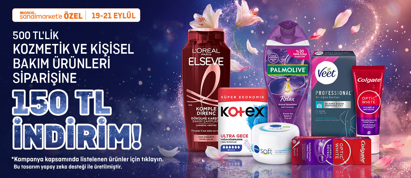 500 TL'lik Kozmetik ve Kişisel Bakım Ürünleri Siparişine 150 TL İndirim