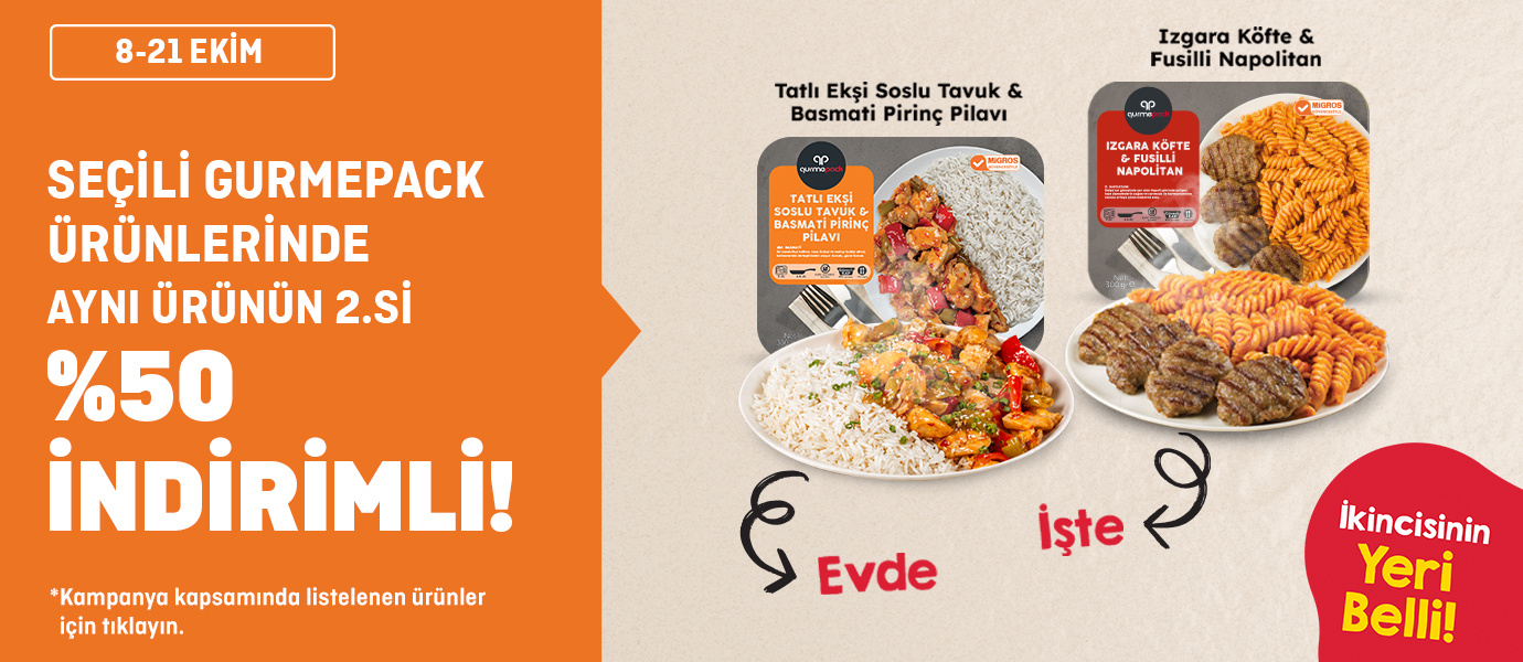 Seçili Gurmepack Ürünlerinde Aynı Ürünün 2.si %50 İndirimli