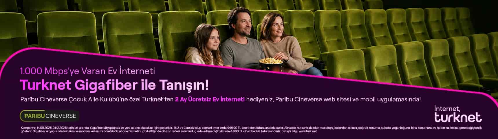 CGV Çocuk Aile Kulübü Üyelerine Turknet’ten 2 Ay Ücretsiz İnternet