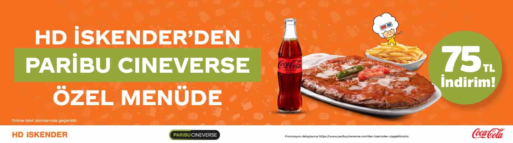 HD İskender'den Paribu Cineverse Özel Menüde 75 TL İndirim