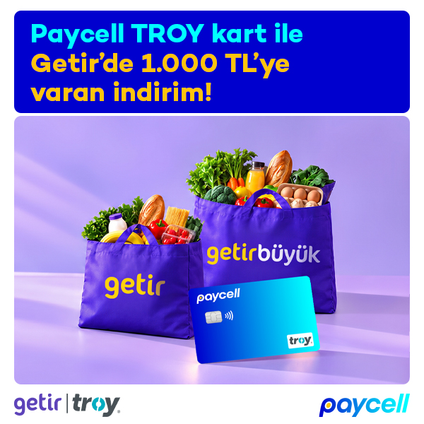 TROY Kartla Getir’de 1.000 TL indirim