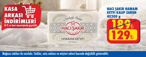 50 TL ve üzeri alışverişte 129.00 TL