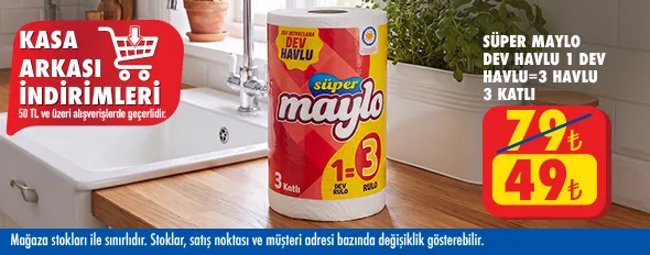 50 TL ve üzeri alışverişte 49.00 TL