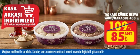 50 TL ve üzeri alışverişte 85.00 TL