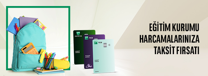 Mastercard ve Visa Logolu TEB Kredi Kartlarınızla Eğitim Kurumları Harcamalarınıza Faizsiz 4 Taksit