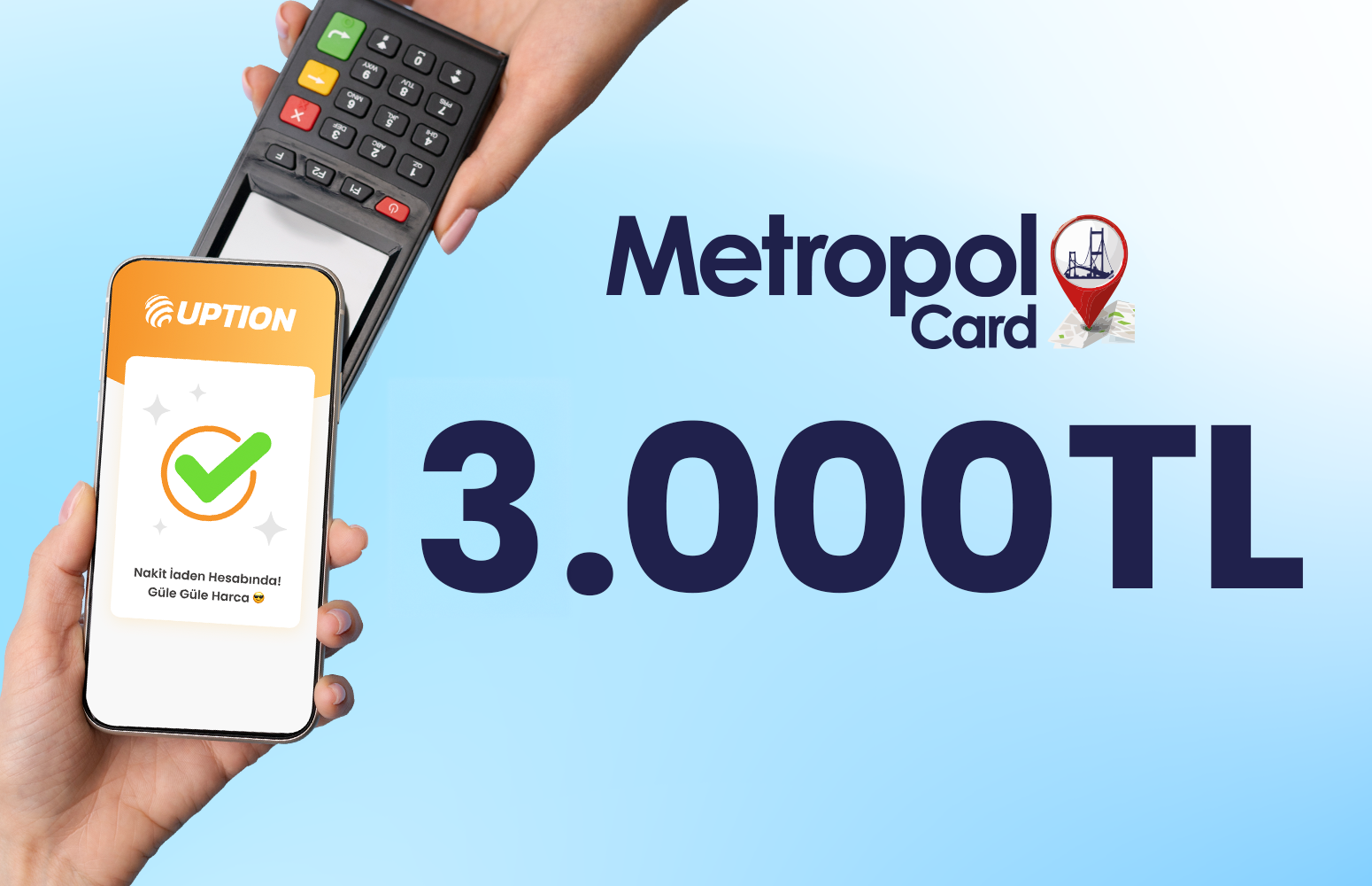 MetropolCard noktalarında UPTION QR ile ödeme yap, %10 nakit iade kazan.