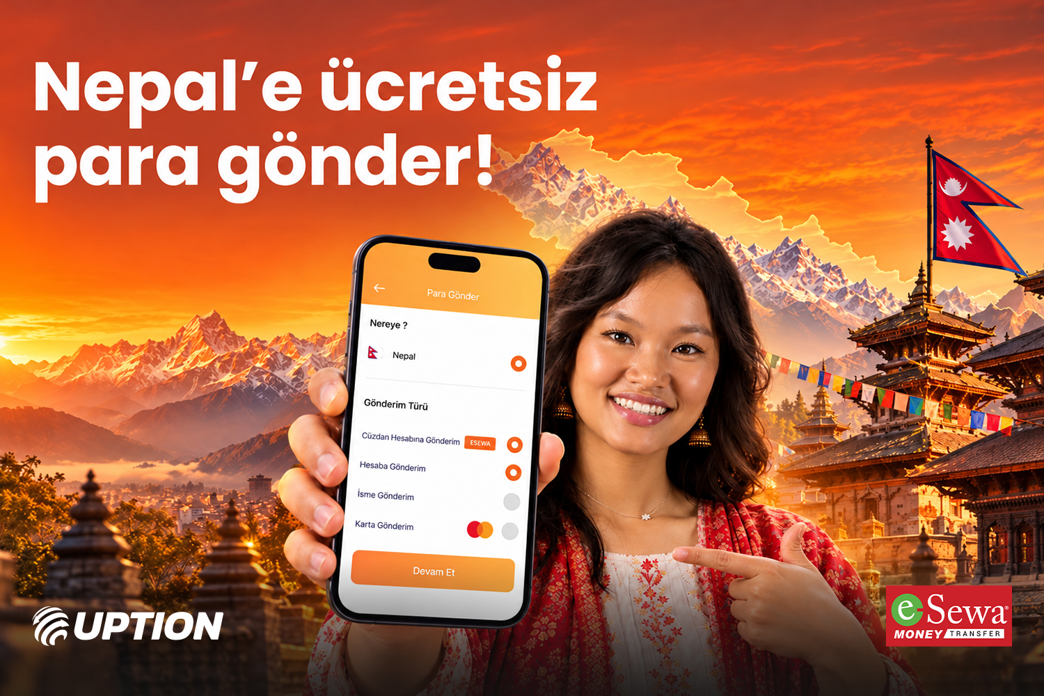 Nepal'e ücretsiz para gönder