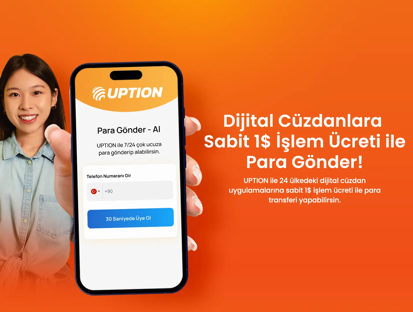 Tüm dijital cüzdanlara yapacağın para transferlerinde işlem ücreti sabit 1 USD